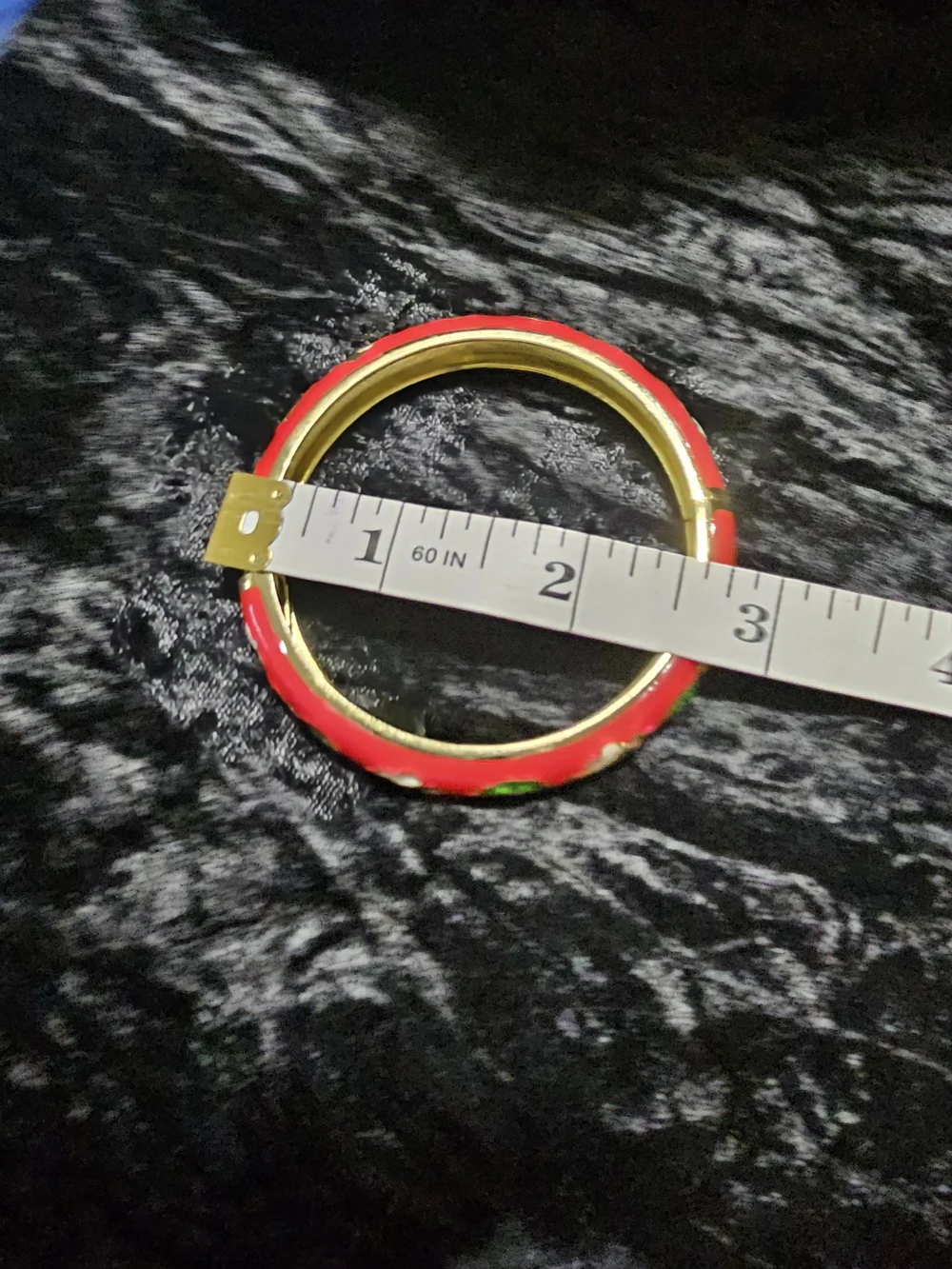 Red Floral Enamel Bangle Bracelet - Brand Unspecified
